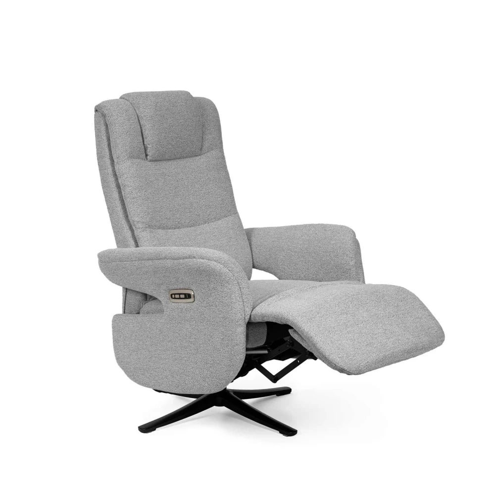 Fotoliu cu recliner electric 2 motoare rotativ 360 SATOMI Gri L74cm x A86cm x H114cm