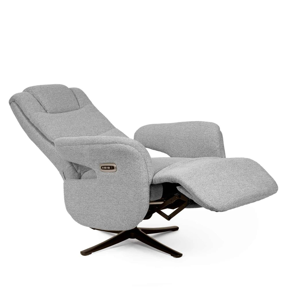 Fotoliu cu recliner electric 2 motoare rotativ 360 SATOMI Gri L74cm x A86cm x H114cm