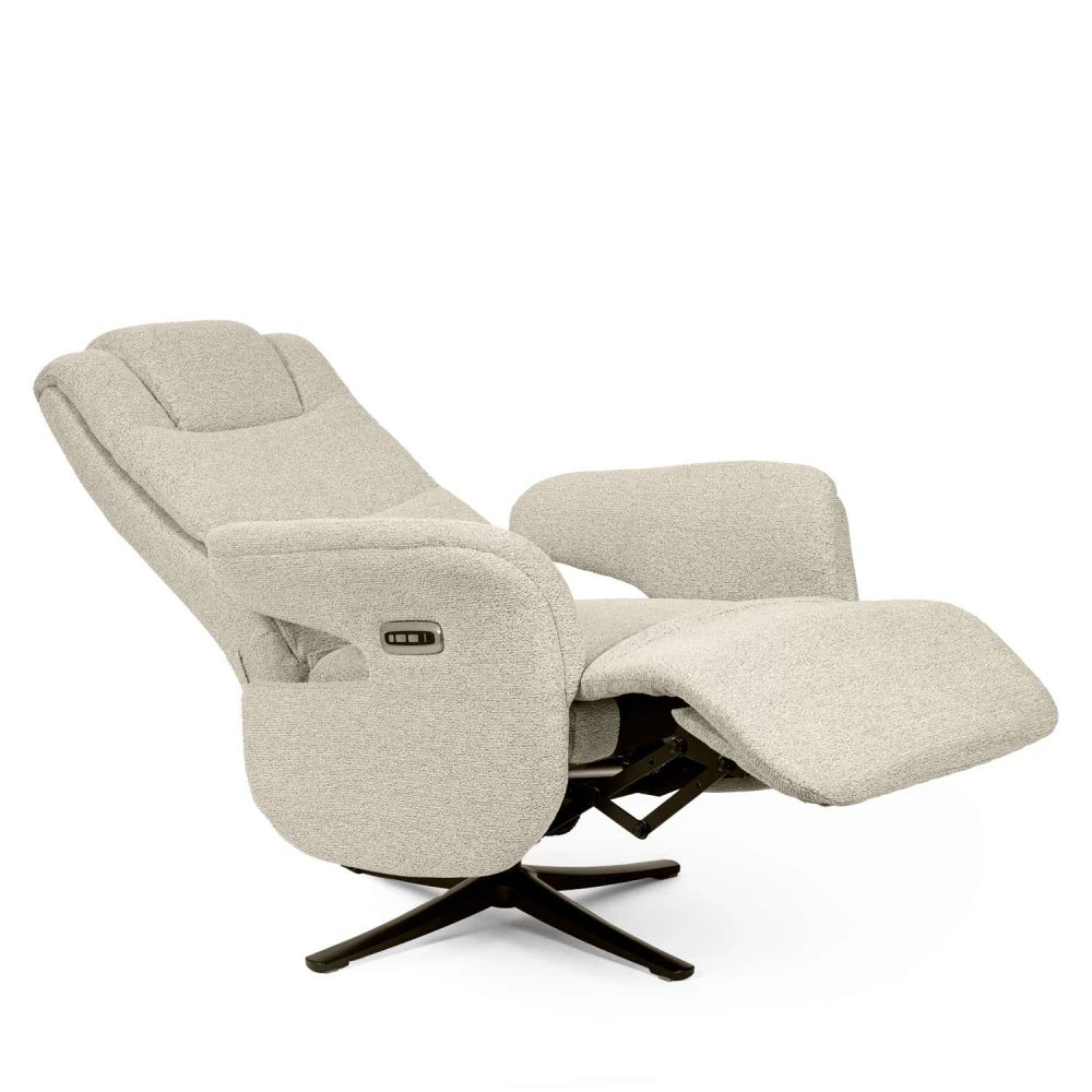 Fotoliu cu recliner electric 2 motoare rotativ 360 SATOMI Bej L74cm x A86cm x H114cm