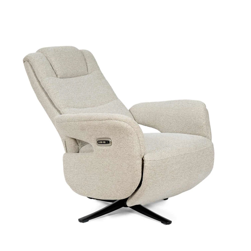 Fotoliu cu recliner electric 2 motoare rotativ 360 SATOMI Bej L74cm x A86cm x H114cm
