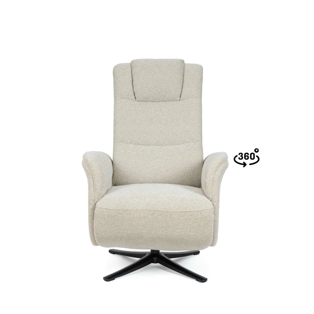 Fotoliu cu recliner electric 2 motoare rotativ 360 SATOMI Bej L74cm x A86cm x H114cm