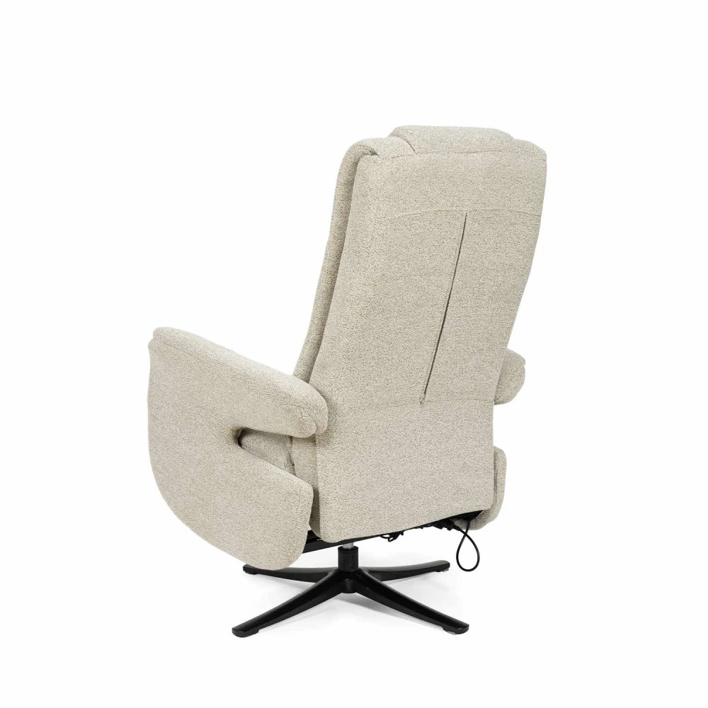 Fotoliu cu recliner electric 2 motoare rotativ 360 SATOMI Bej L74cm x A86cm x H114cm