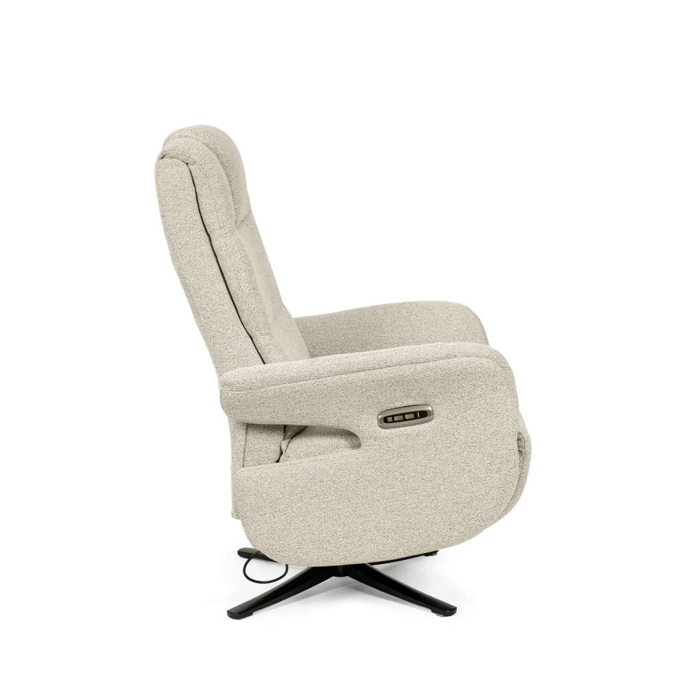 Fotoliu cu recliner electric 2 motoare rotativ 360 SATOMI Bej L74cm x A86cm x H114cm