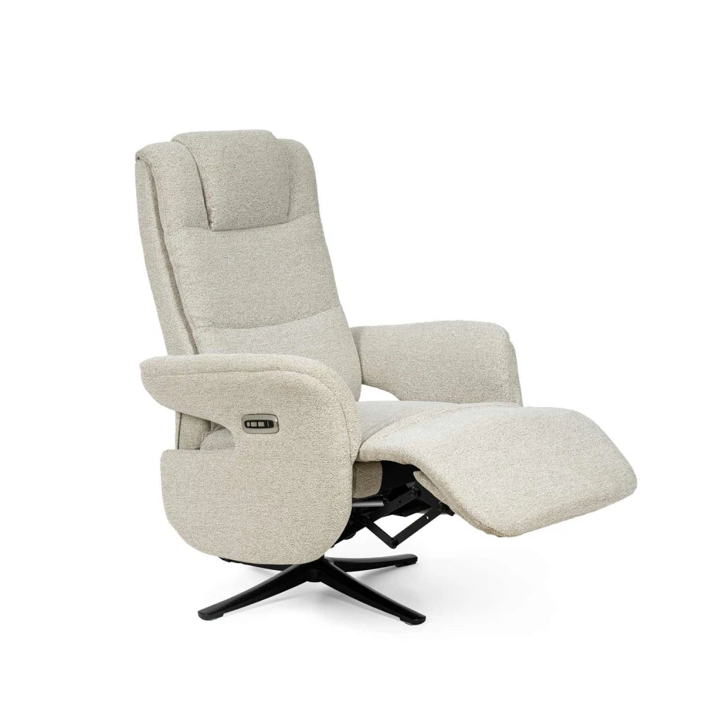 Fotoliu cu recliner electric 2 motoare rotativ 360 SATOMI Bej L74cm x A86cm x H114cm