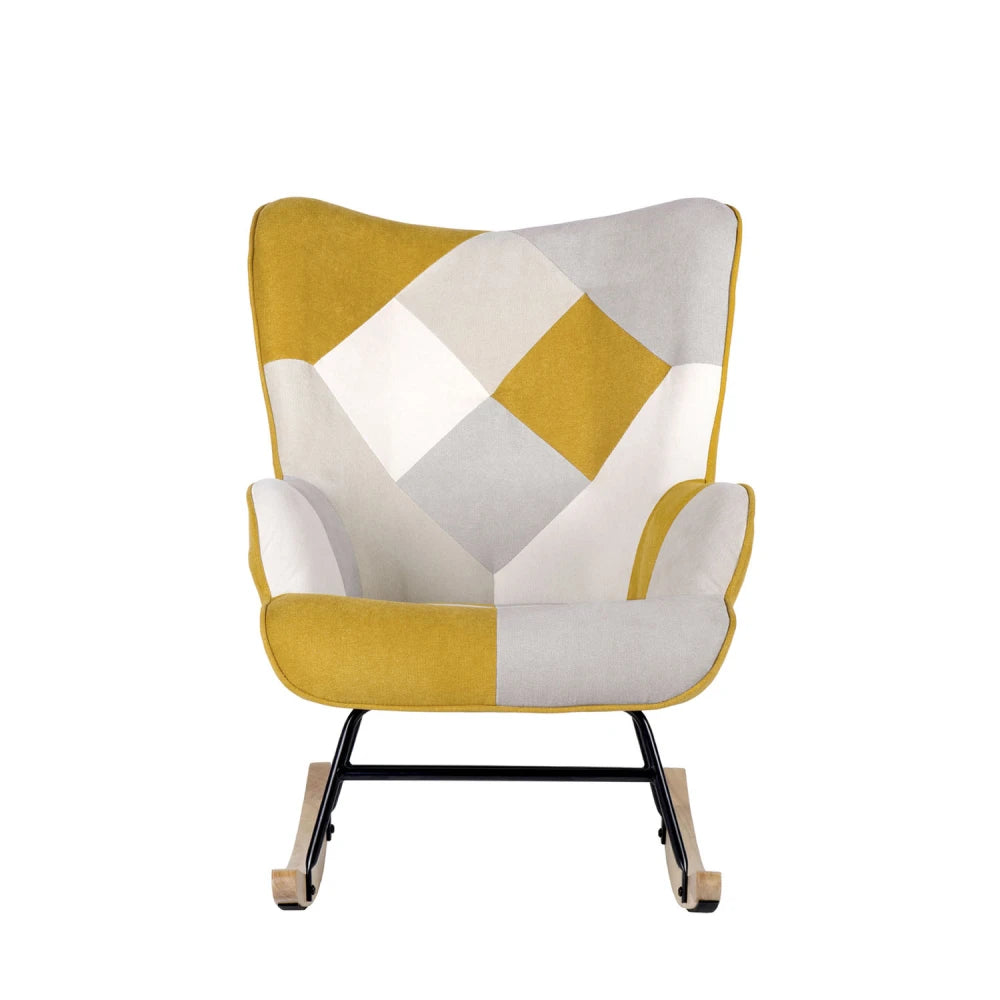 Fotoliu balansoar DENVER Mustar patchwork L70cm x A90cm x H91cm