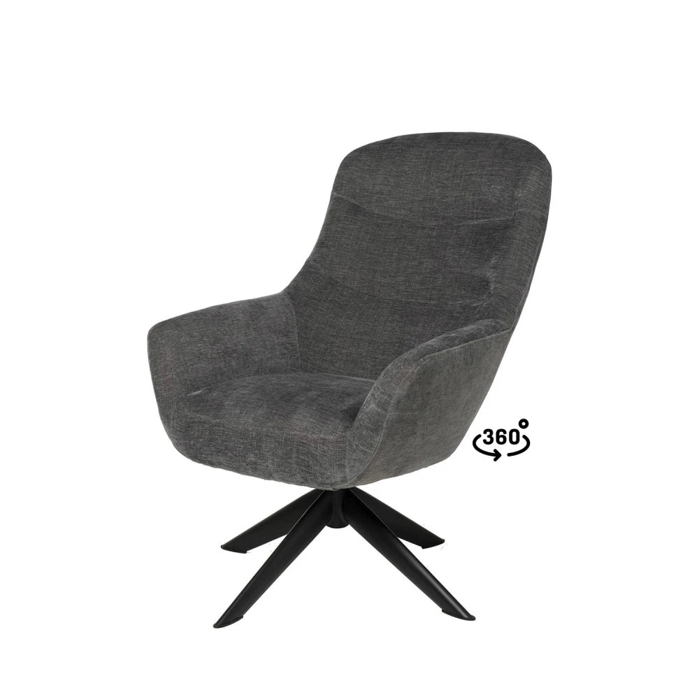 Fotoliu rotativ 360 BOLONIA Gri inchis L72.5cm x A78cm x H98cm