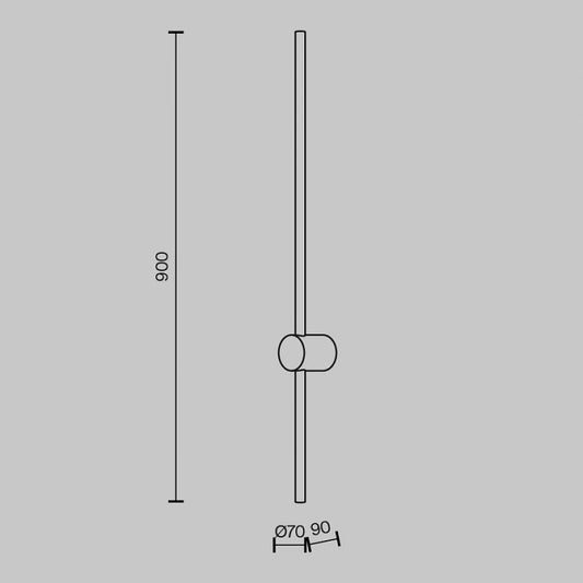 Aplica de perete din Metal Negru H90xL7cm IP20 10W 3000K Stick