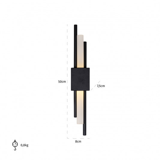 Aplica de perete din Metal si Acrilic Negru/Alb L8xH50cm Mylas Richmond Interiors