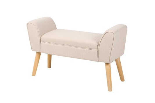 Bancheta din Lemn Maro si Stofa Bej H56xL90cm Scarlett