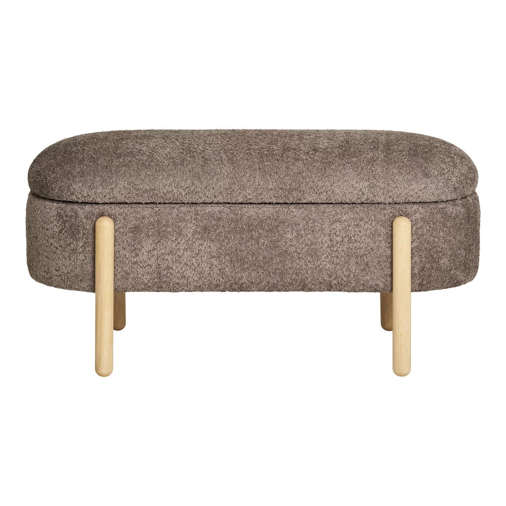 Bancheta din Lemn Maro si Stofa Maro H48xL98cm Branca
