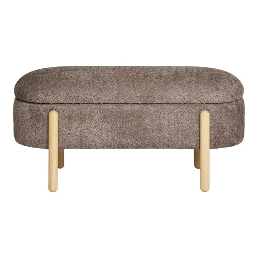 Bancheta din Lemn Maro si Stofa Maro H48xL98cm Branca