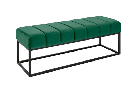 Bancheta din Metal Negru si Catifea Verde H40xL108cm Petit beaute
