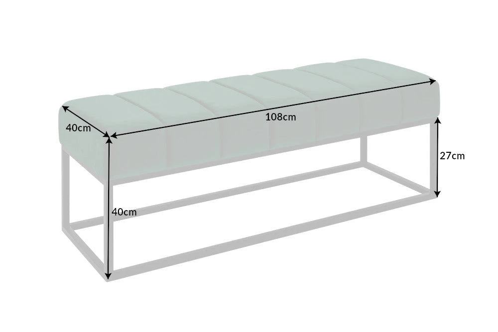 Bancheta din Metal Negru si Catifea Verde H40xL108cm Petit beaute