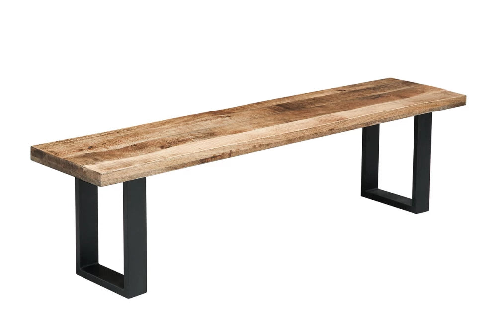 Bancheta din Metal Negru si Lemn de mango Maro H46xL170cm Iron craft