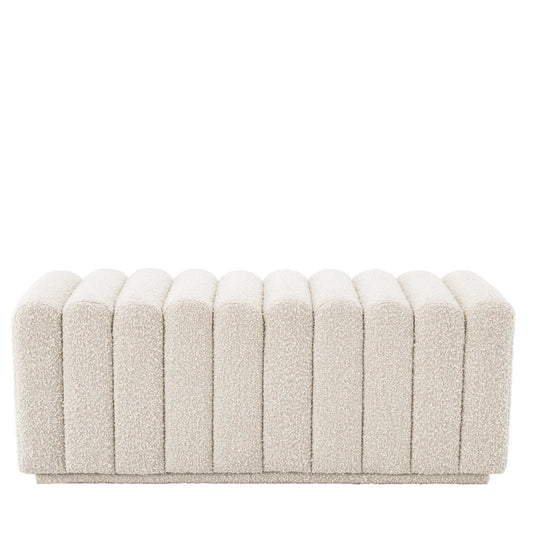 Bancheta tapitat cu Stofa boucle Crem L116xA47xH46cm Bente Eichholtz