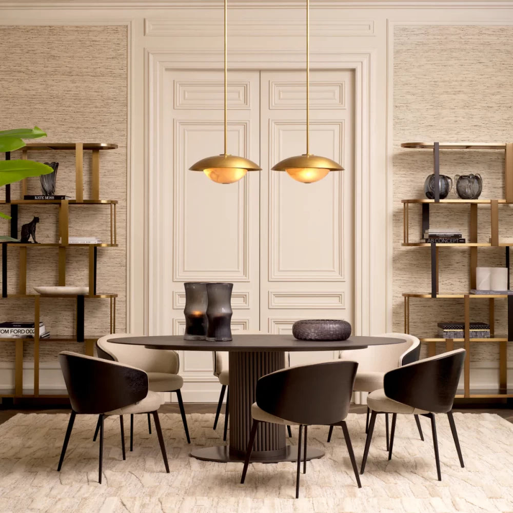 Biblioteca din Otel inoxidabil Alama si Sticla securizata Fumuriu L120xH240cm Clio Round Eichholtz