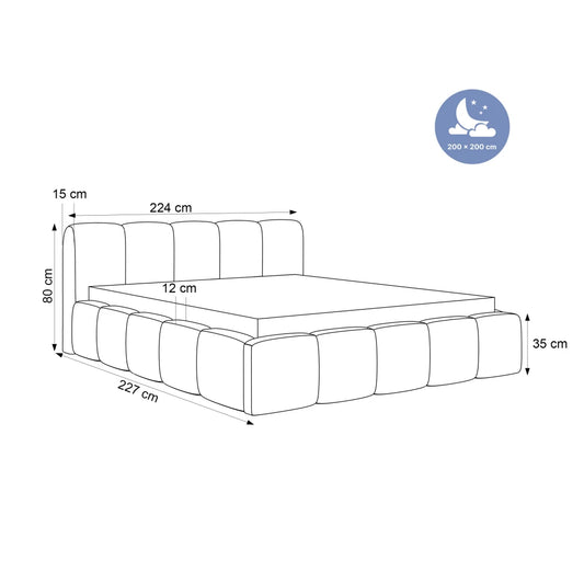 Pat 200 x 200 tapitat cu Stofa boucle Quelle Crem Aeris