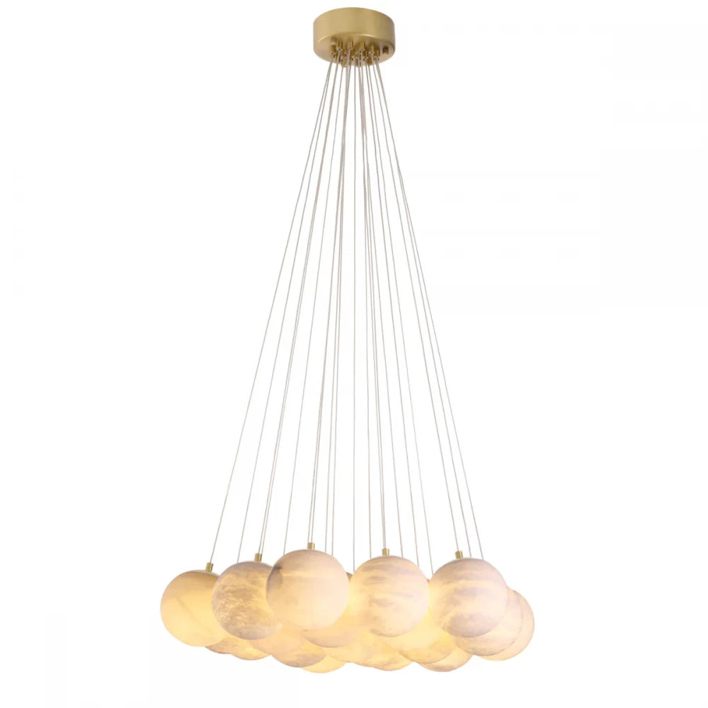 Candelabru din Otel inoxdabil Alama atichizata si Alabastru Alb H170xD75cm Sphinx L Eichholtz