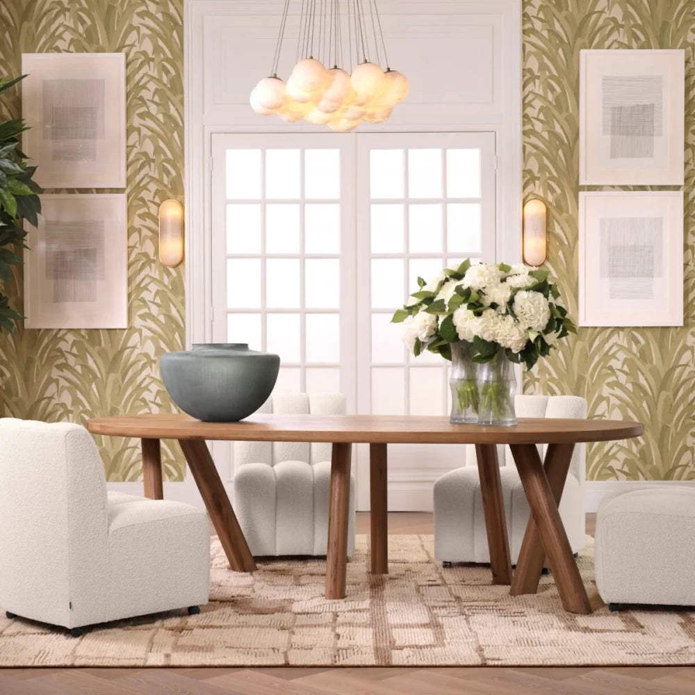Candelabru din Otel inoxdabil Alama atichizata si Alabastru Alb H170xD75cm Sphinx L Eichholtz