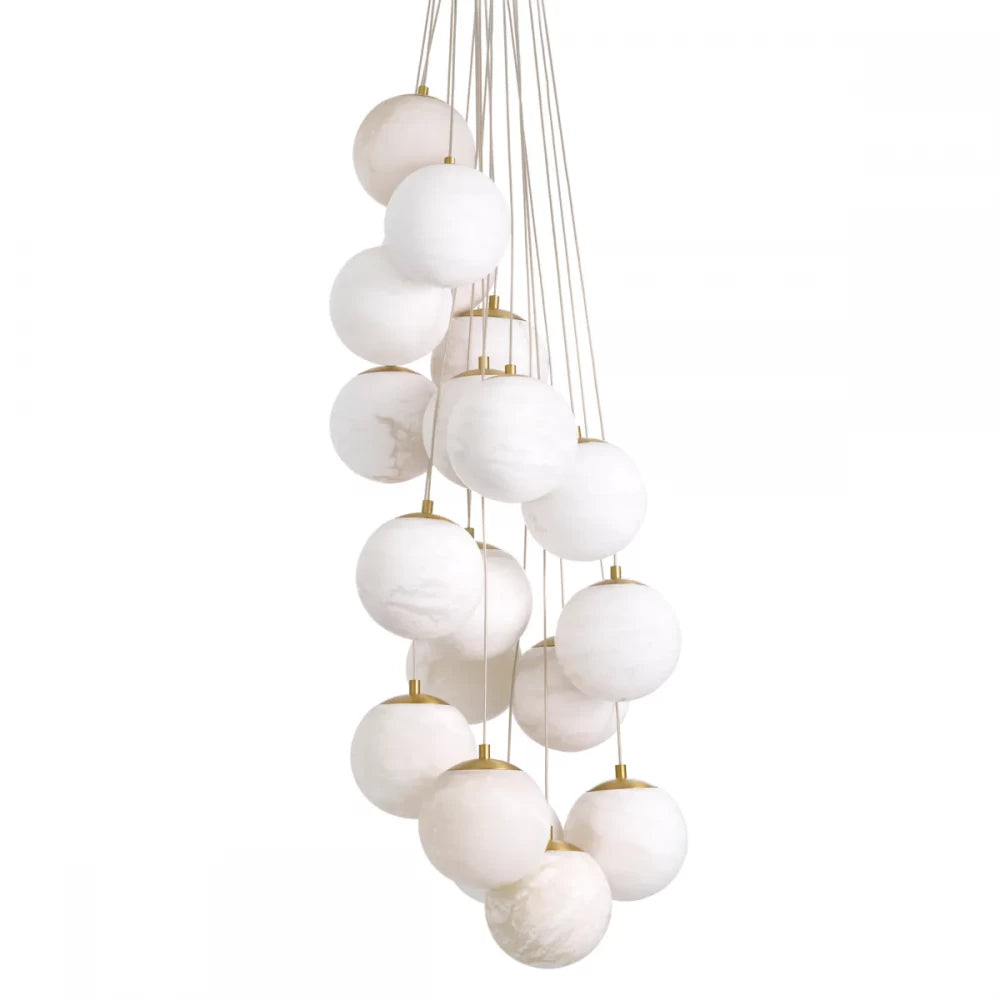 Candelabru din Otel inoxdabil Alama atichizata si Alabastru Alb H170xD75cm Sphinx L Eichholtz