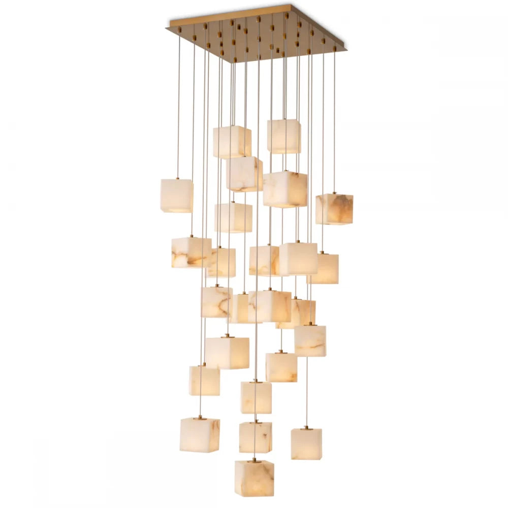 Candelabru din Otel inoxdabil Alama atichizata si Alabastru Alb H180xL60cm Duboce Eichholtz