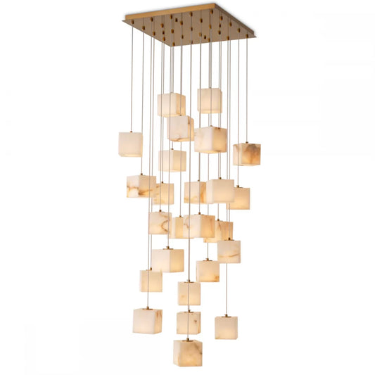Candelabru din Otel inoxdabil Alama atichizata si Alabastru Alb H180xL60cm Duboce Eichholtz