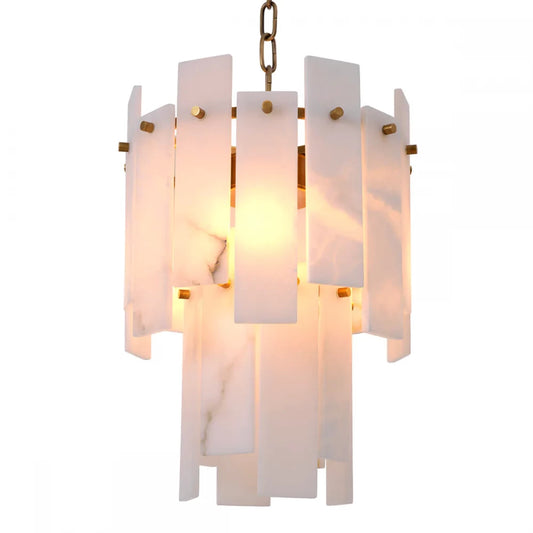 Candelabru din Otel inoxdabil Alama atichizata si Alabastru Alb H43xD33cm Acevedo Eichholtz