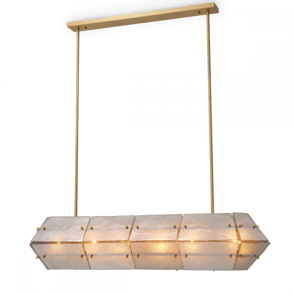Candelabru din Otel inoxdabil Alama atichizata si Sticla Transparent H30xL130cm Ferrucci Eichholtz