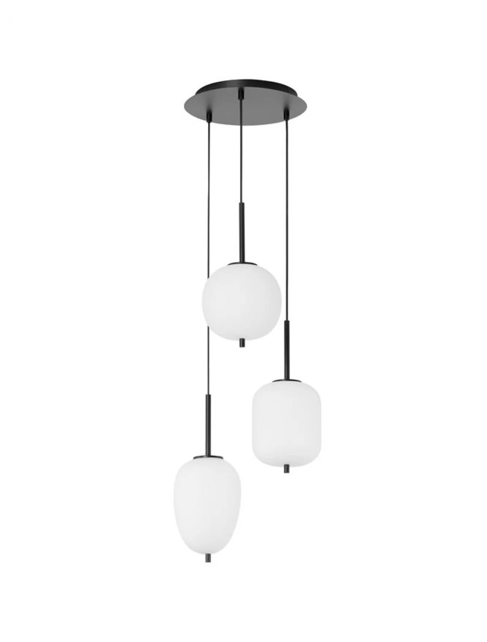Candelabru structura din Metal Negru si abajur din Sticla Alb H120xL30cm IP20 LATO