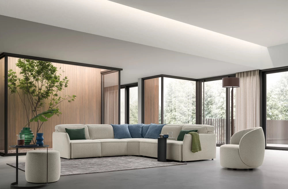 Coltar modular cu sezut retractabil si tetiera rabatabila L289cm Swan