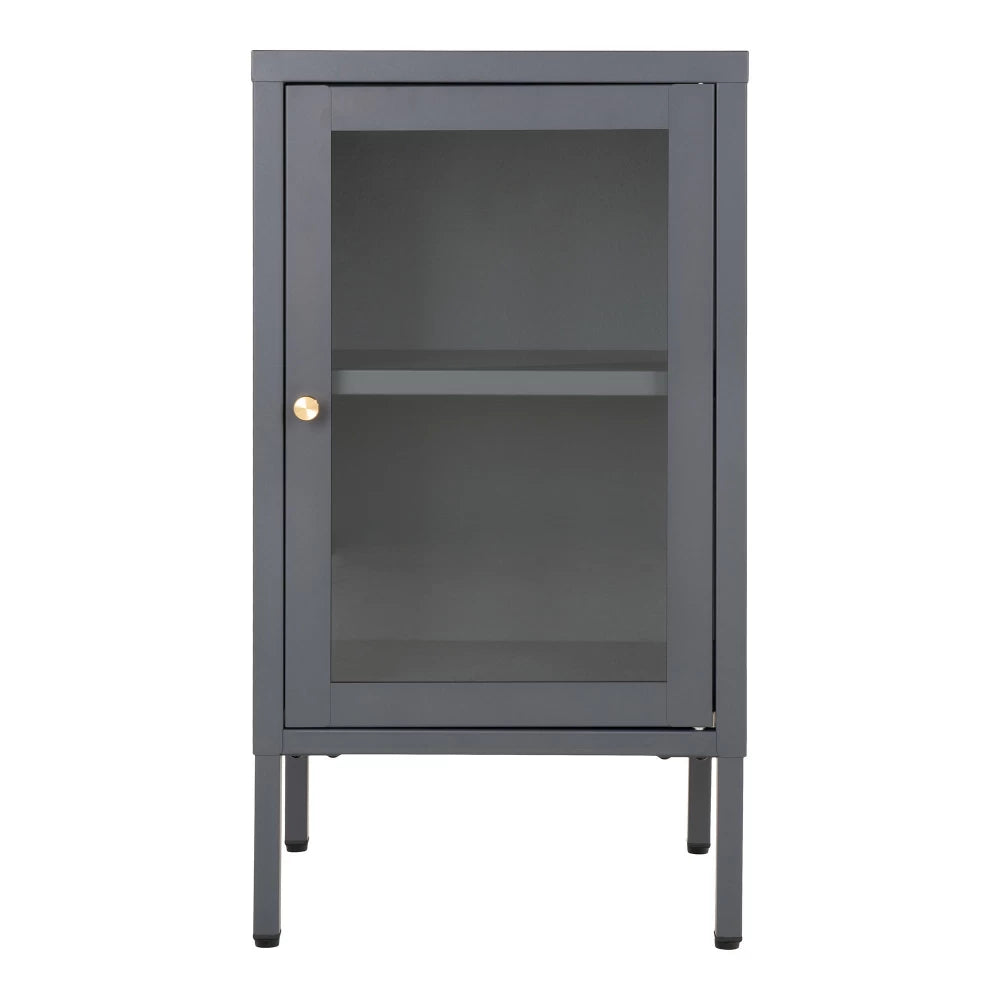 Comoda cu 1 usa din Sticla transparenta si Metal Gri L38xH70cm Dalby