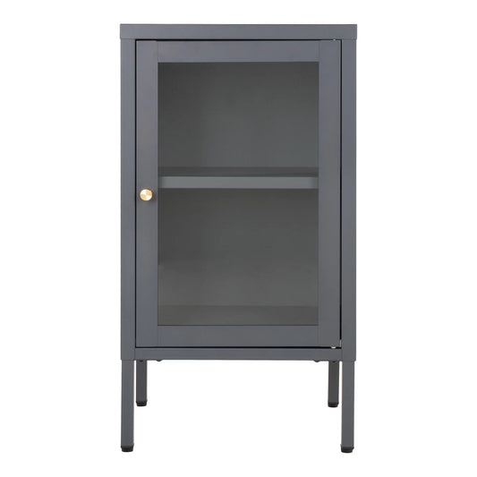 Comoda cu 1 usa din Sticla transparenta si Metal Gri L38xH70cm Dalby