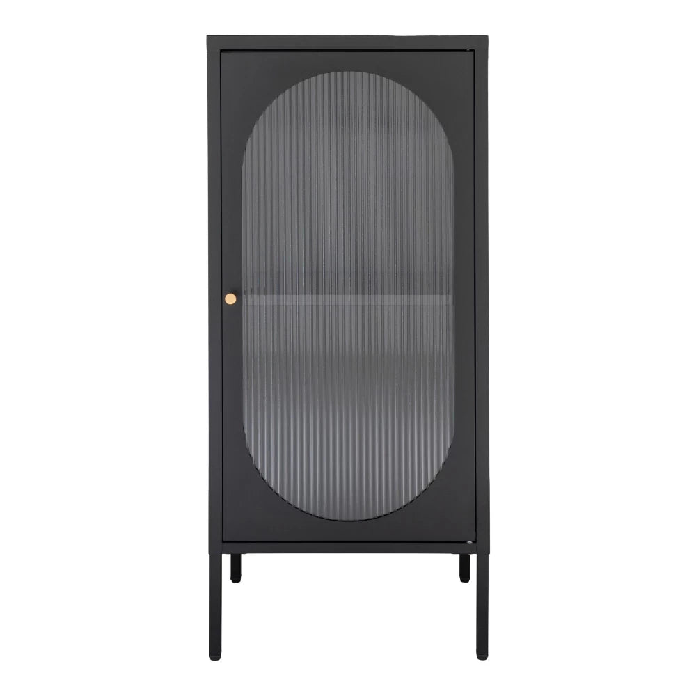 Comoda cu 1 usa din Sticla transparenta si Metal Negru L50xH110cm Adelaide