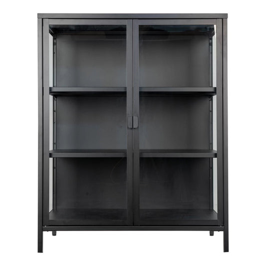 Comoda cu 2 usi din Sticla transparenta si Metal Negru L80xH101cm Brisbane