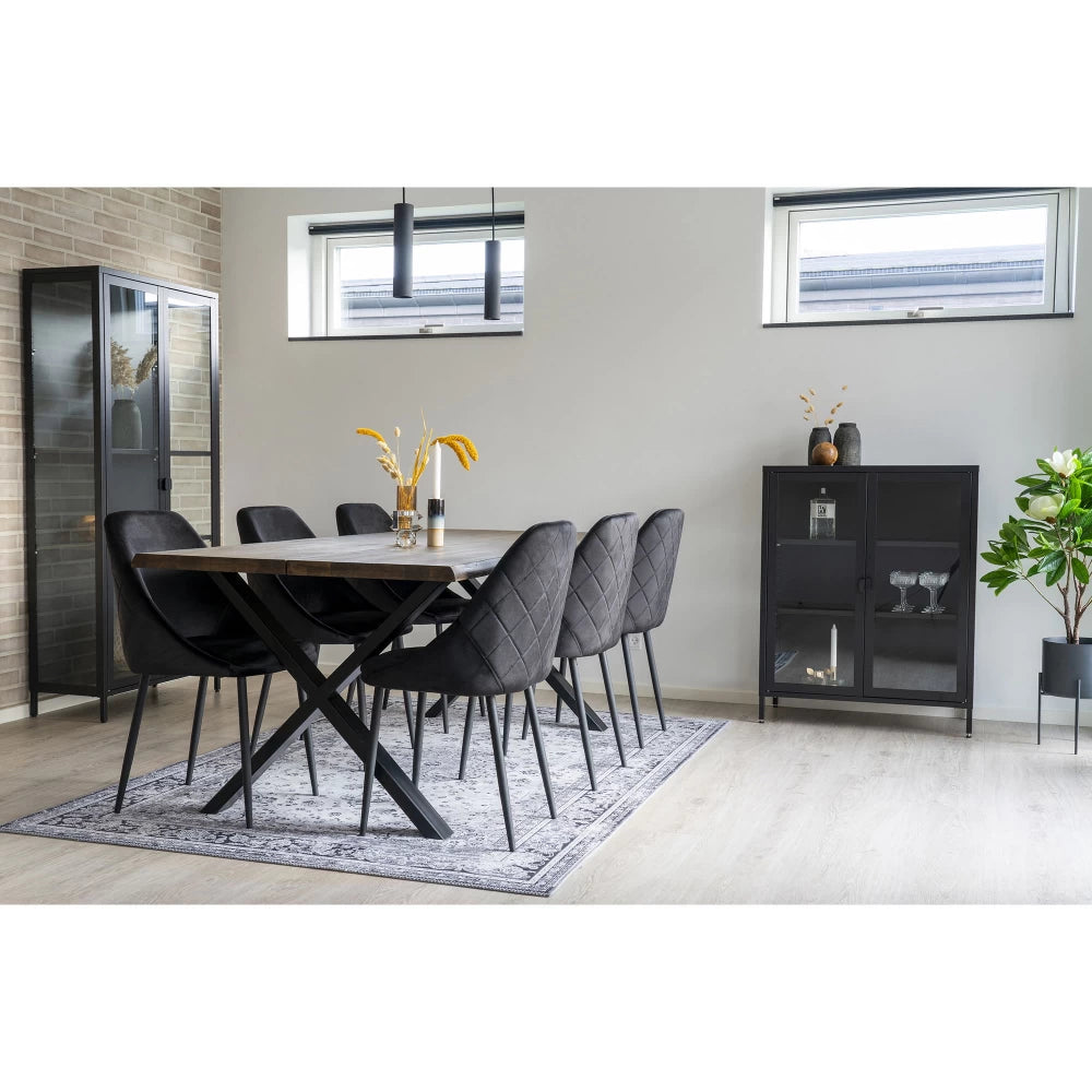 Comoda cu 2 usi din Sticla transparenta si Metal Negru L80xH101cm Brisbane