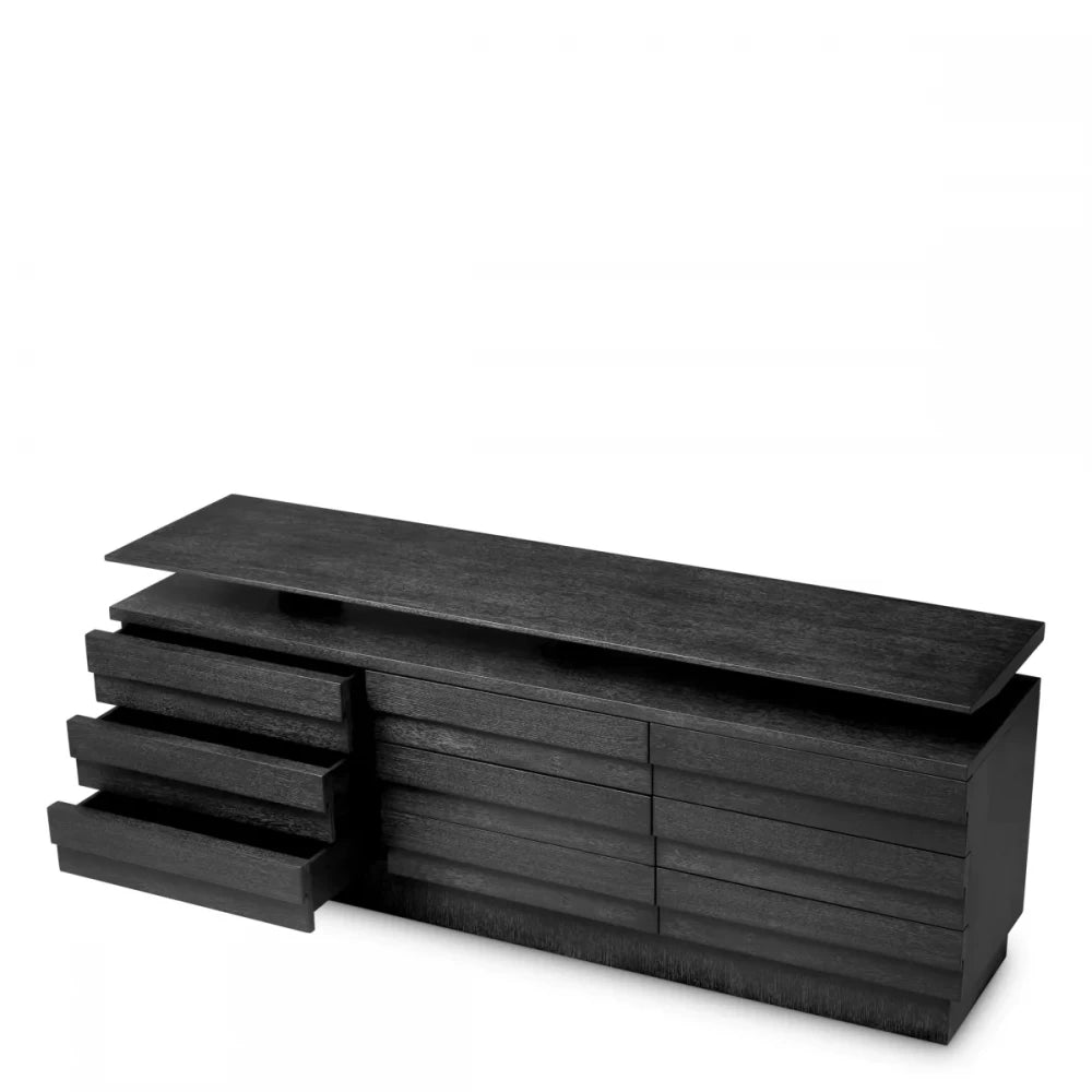 Comoda din Furnir de stejar Gri carbune L200xH79cm Quintino Eichholtz