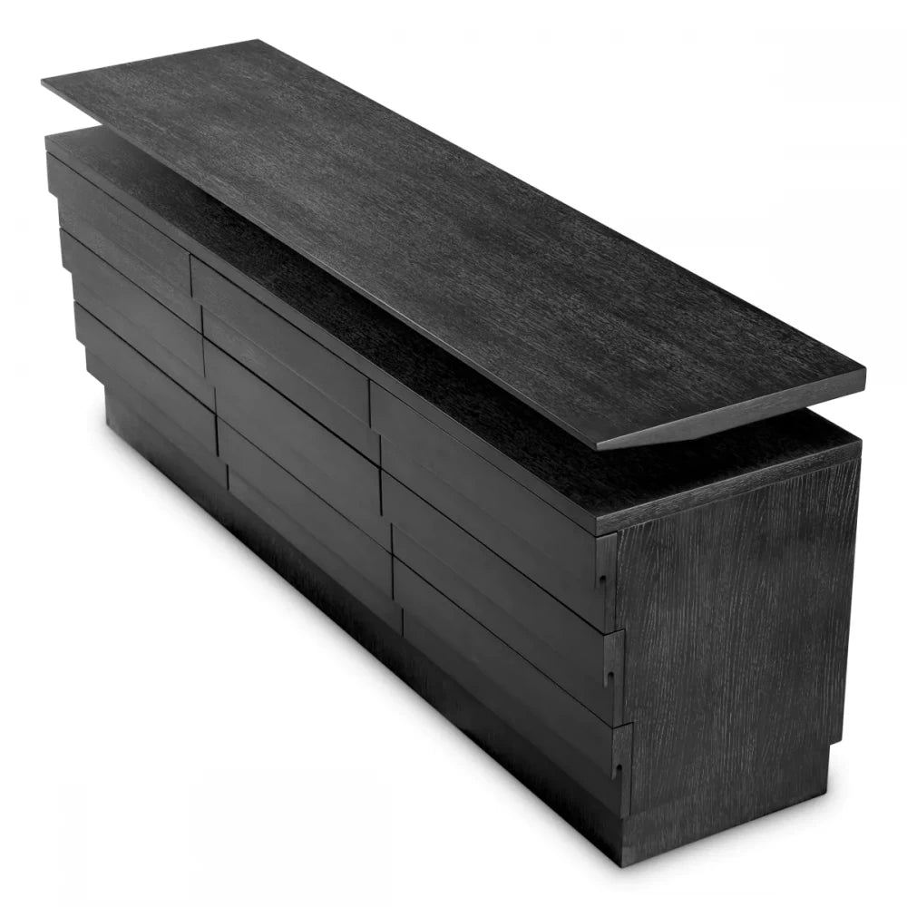 Comoda din Furnir de stejar Gri carbune L200xH79cm Quintino Eichholtz