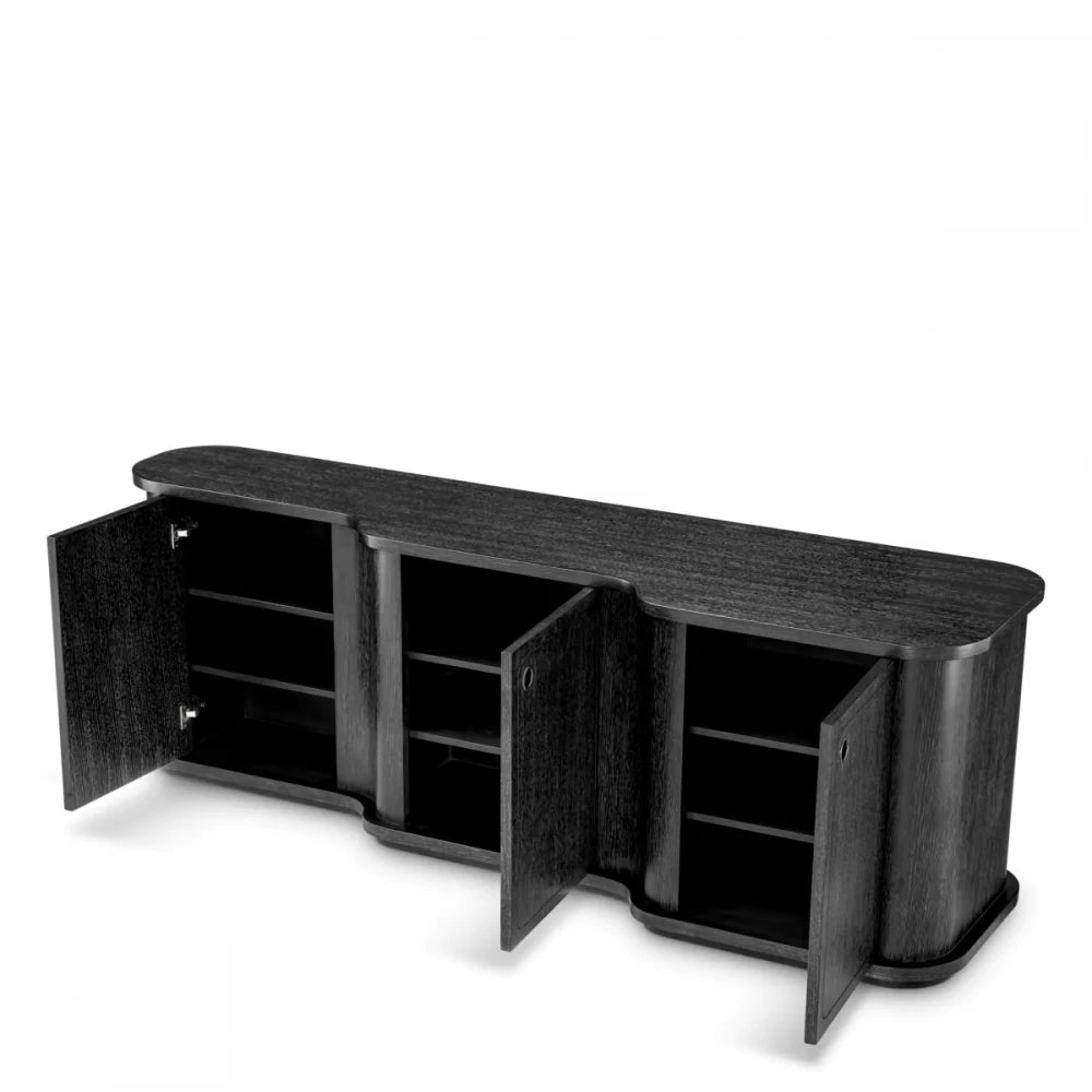 Comoda din Furnir de stejar Gri carbune L220xH75cm Caprioli Eichholtz