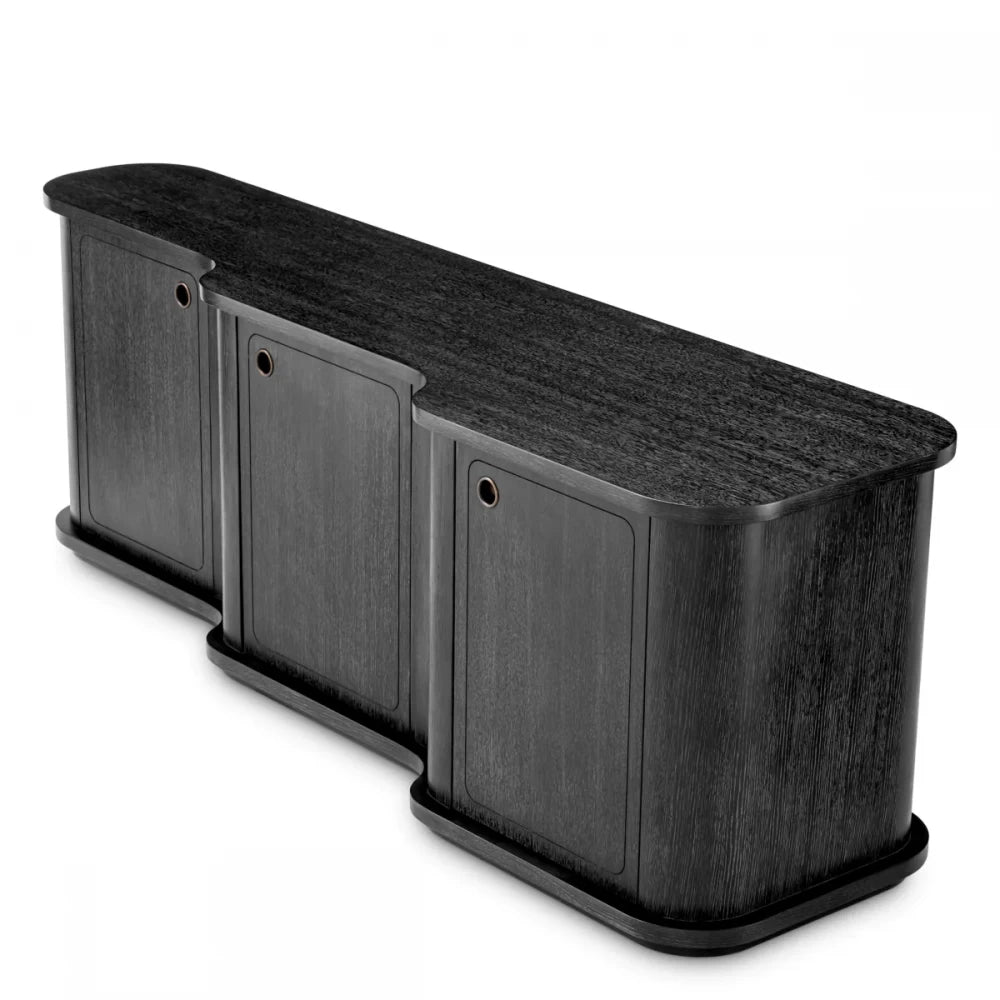 Comoda din Furnir de stejar Gri carbune L220xH75cm Caprioli Eichholtz