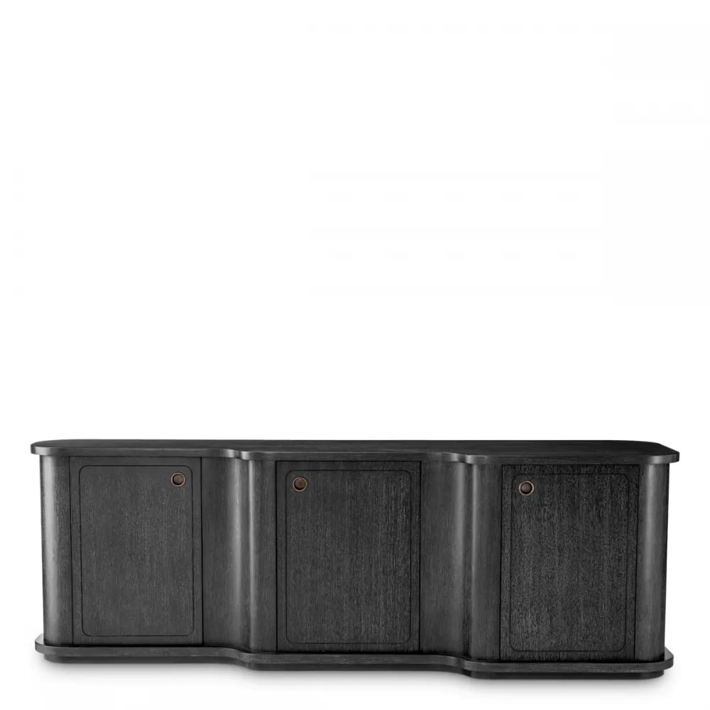 Comoda din Furnir de stejar Gri carbune L220xH75cm Caprioli Eichholtz