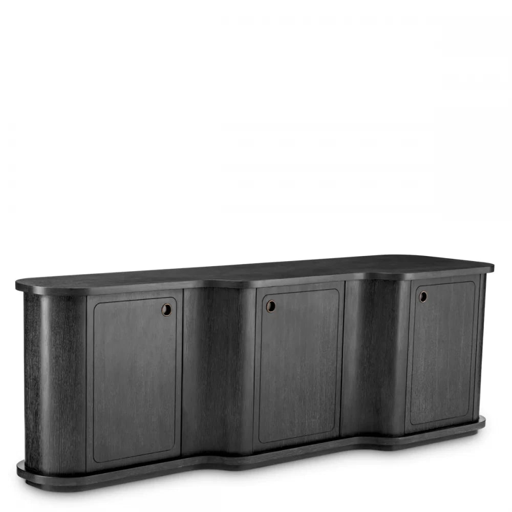Comoda din Furnir de stejar Gri carbune L220xH75cm Caprioli Eichholtz