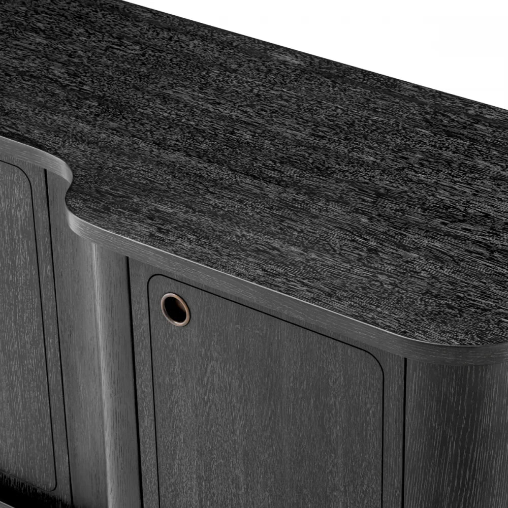 Comoda din Furnir de stejar Gri carbune L220xH75cm Caprioli Eichholtz