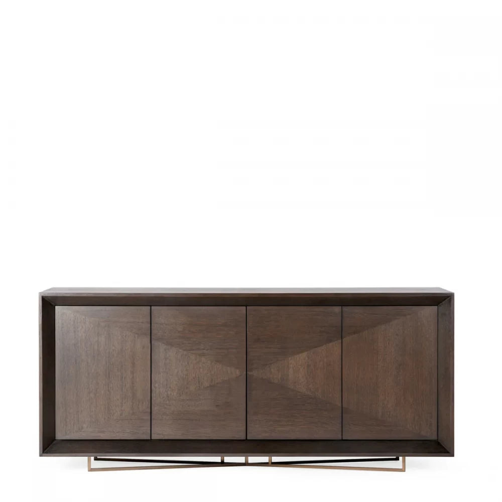 Comoda din Furnir de stejar Maro Mocha si Metal Alama L180xH80.5cm Sonesta Eichholtz