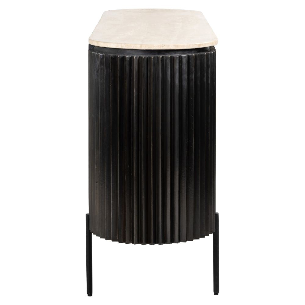 Comoda din Travertin si MDF Bej/Negru L161xH82cm Hampton Richmond Interiors
