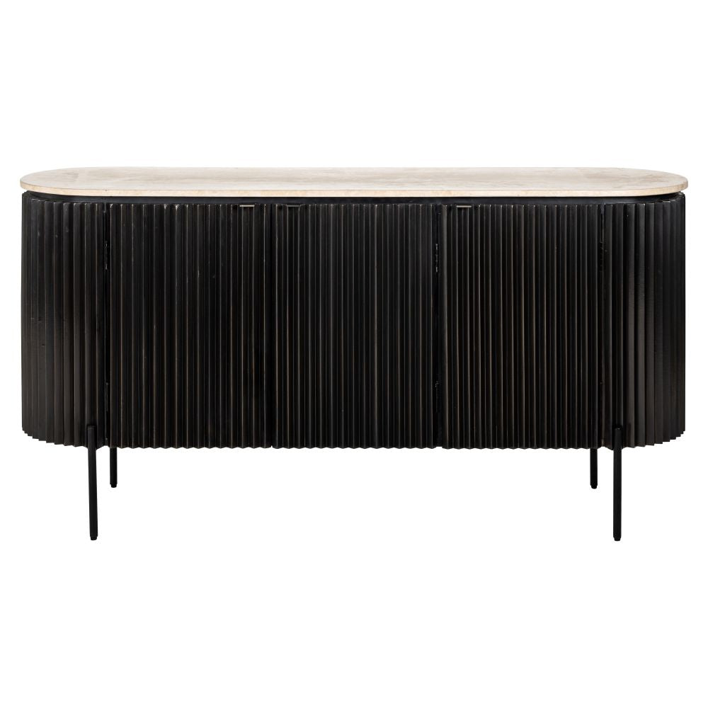 Comoda din Travertin si MDF Bej/Negru L161xH82cm Hampton Richmond Interiors