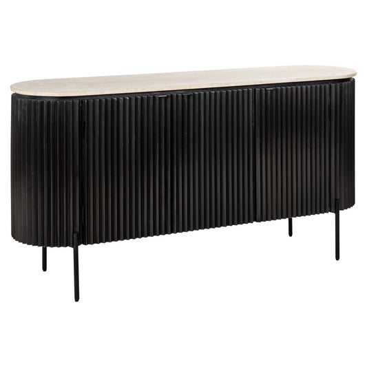 Comoda din Travertin si MDF Bej/Negru L161xH82cm Hampton Richmond Interiors