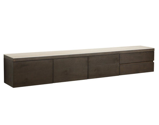 Comoda TV din Furnir de stejar Maro si Ceramica Bej L220xH35cm Lachance Richmond interiors