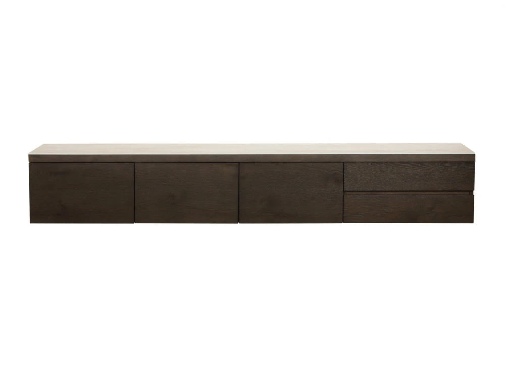 Comoda TV din Furnir de stejar Maro si Ceramica Bej L220xH35cm Lachance Richmond interiors