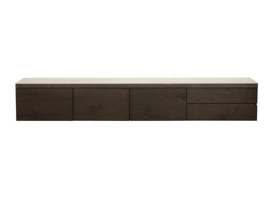 Comoda TV din Furnir de stejar Maro si Ceramica Bej L220xH35cm Lachance Richmond interiors