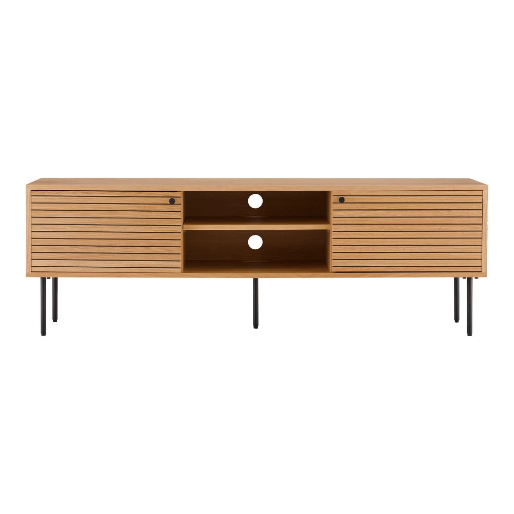 Comoda TV din Furnir de stejar/MDF Maro si Metal Negru L150xH50cm Kyoto
